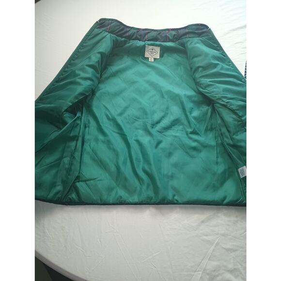 St. John Bay Plaid Quilted Puffer Vest Women Small Green Red Black Gold Zipper - Picture 2 of 5